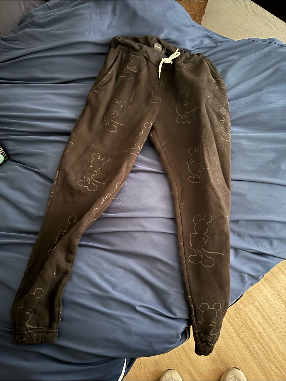 Black Mickey Print Jogger Pants